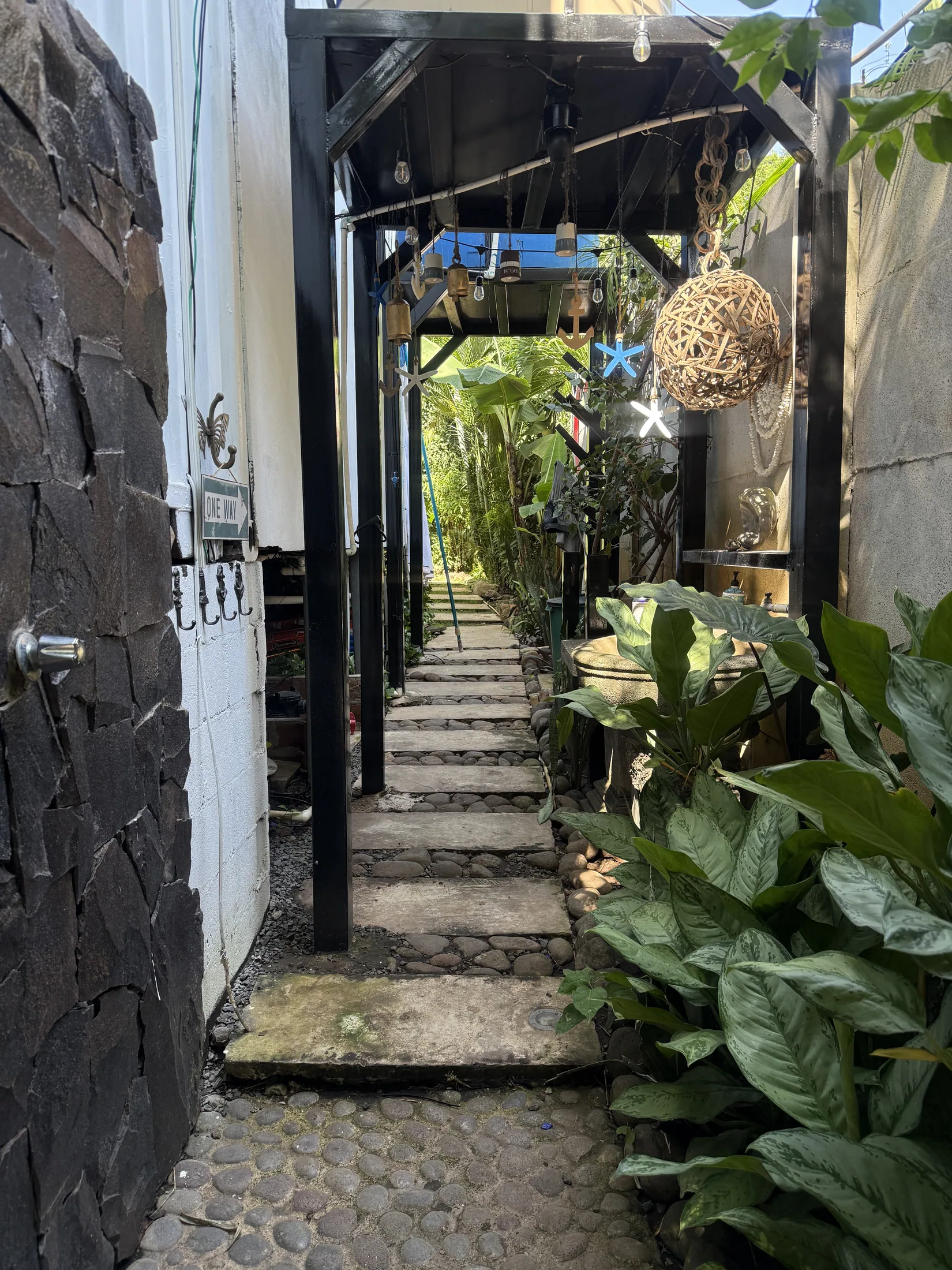 Outdoor shower walkway